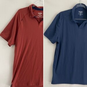 Set of Two Rhone Polo Shirt Bundle Large Navy Rust Orange Active Performance